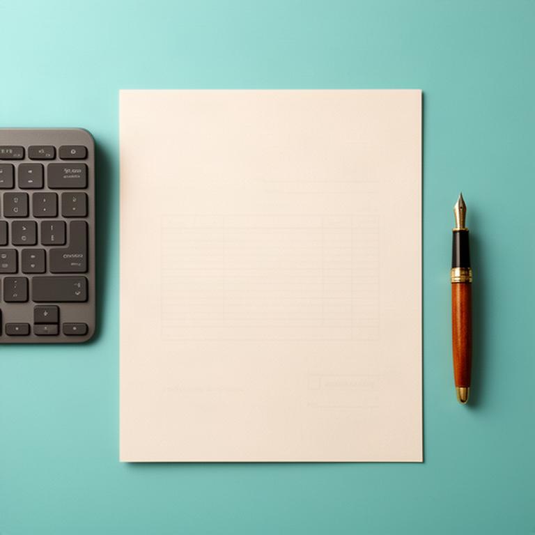 Tastatur, Stift und Formular für persönliche Angaben an einem aufgeräumten Arbeitstisch