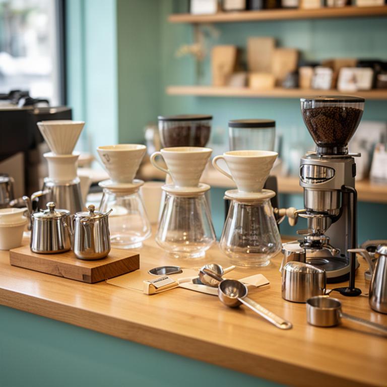 Kaffeezubehör auf einer ordentlich eingerichteten Ladentheke in Landquart