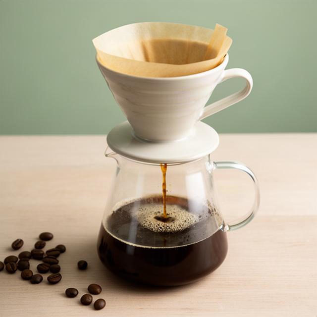 Keramischer Pour-Over-Handfilter mit Papierfilter und Kaffeekanne